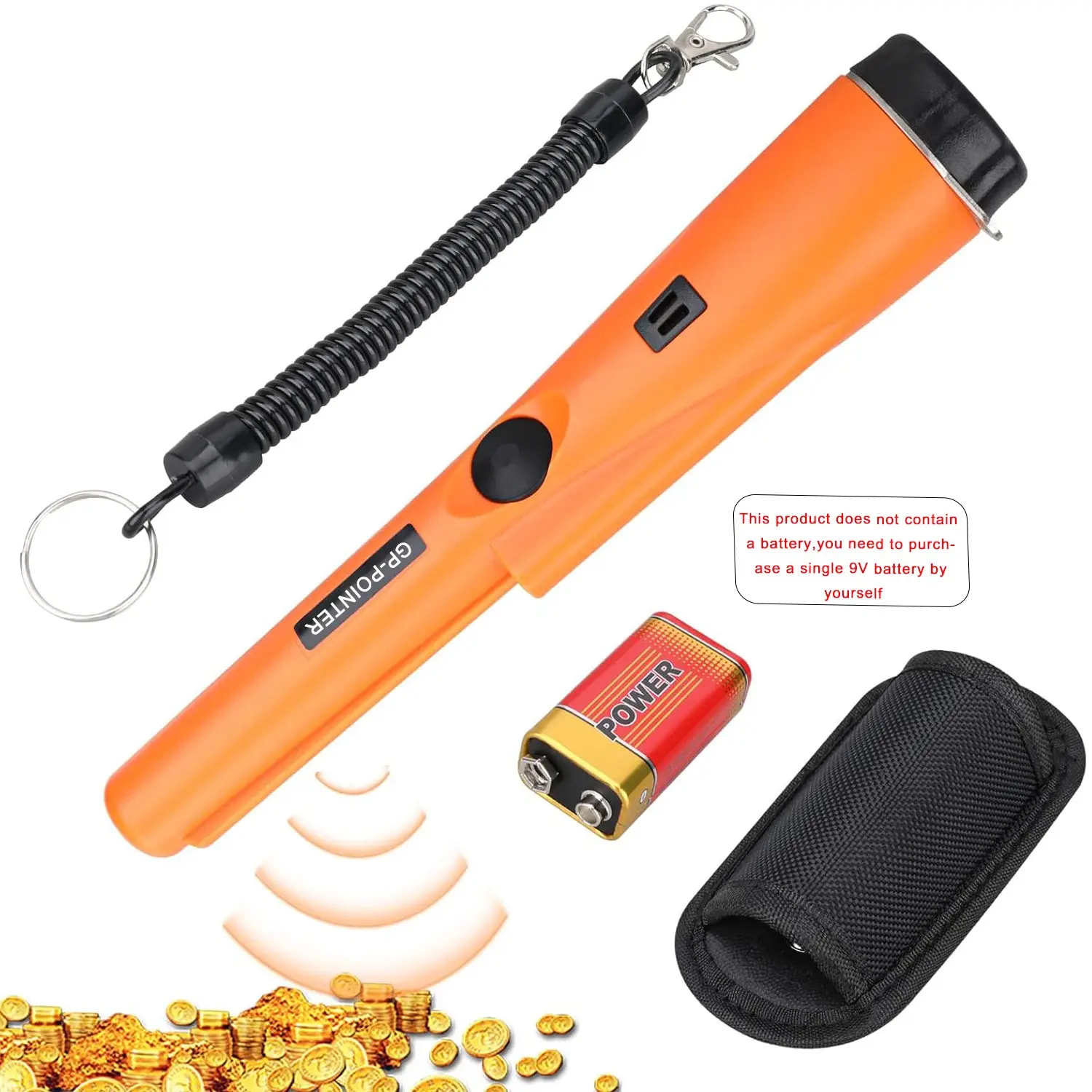 Handheld Metal Detector, Professional Waterproof High Precision Detector Pinpointer Rod, Belt Strap, Three Colors Available, Suitable for Adults and Kids