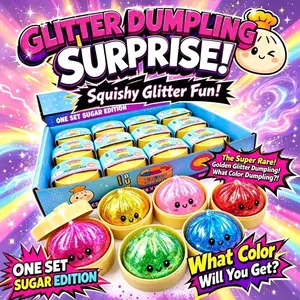 Sparkling dumplings, ultra rare gold shimmering hidden version, soft TPR dough ball with steamer, sensory stress relief toy, adult anxiety relief, reusable slow rise stress relief toy, classroom, office, party gifts
