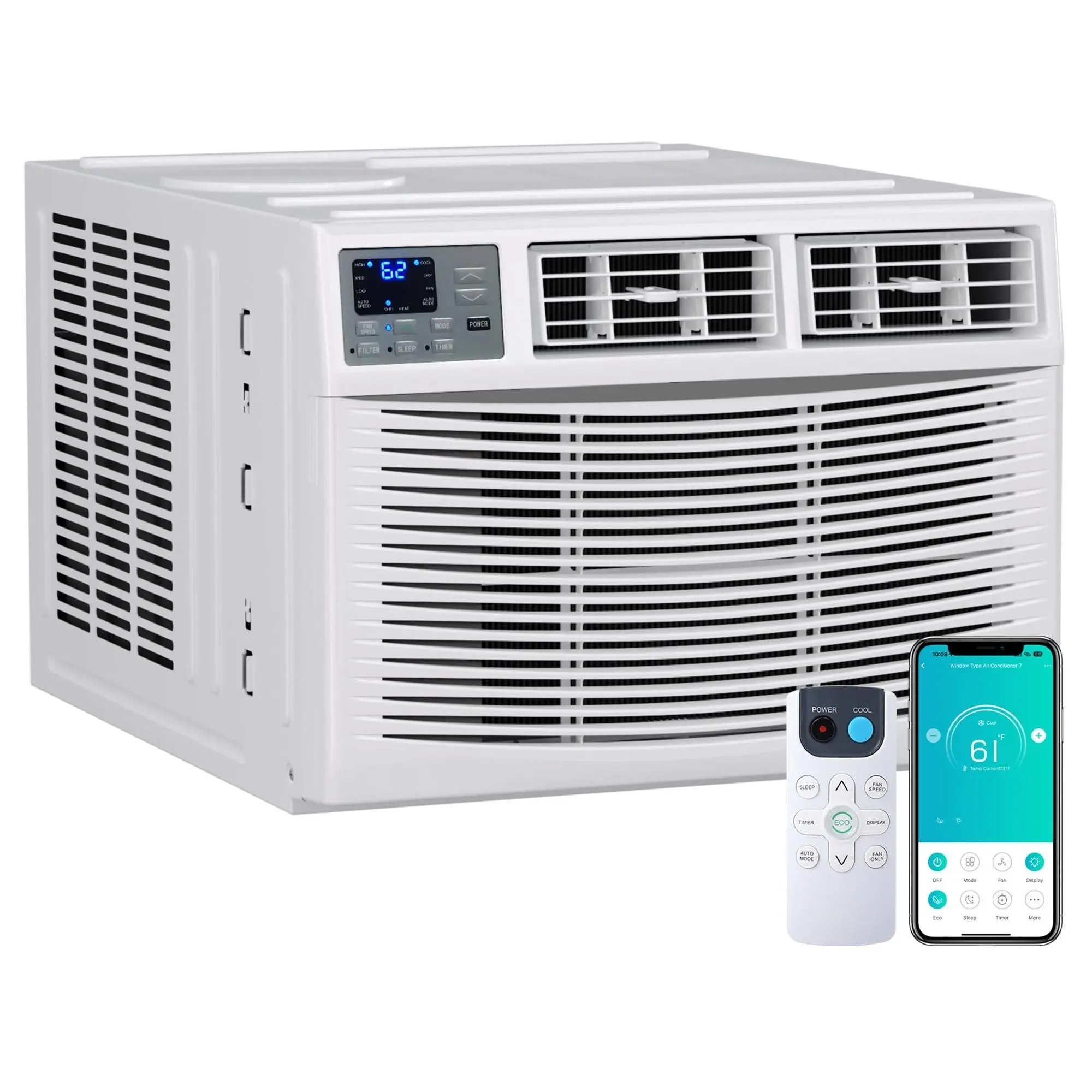 18000 BTU U-Shaped Fixed Frequency Motor Window Air Conditioner, Cool & Heat, WiFi Enabled, 55db Ultra Quiet Operation, Open Window Flexibility, Cools 750 Sq.ft., Ideal for Bedroom Home Office