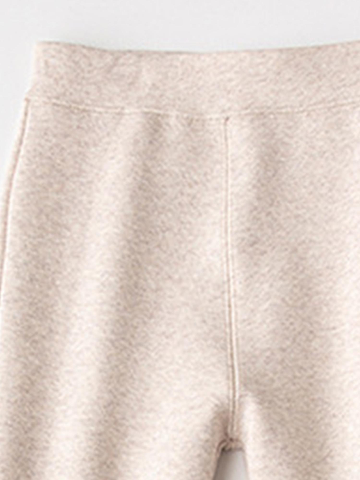 Girls' Fleece-Lined Thickened Flared Pants - Korean-Style Slim-Fit Winter Warmth with Elastic Waist & Flared Leg, Soft Fleece Lining, Loose Fit Casual Pants for Fall/Winter, Solid (Candy-Colored Options Available) - Everyday & Special Occasion Outfi