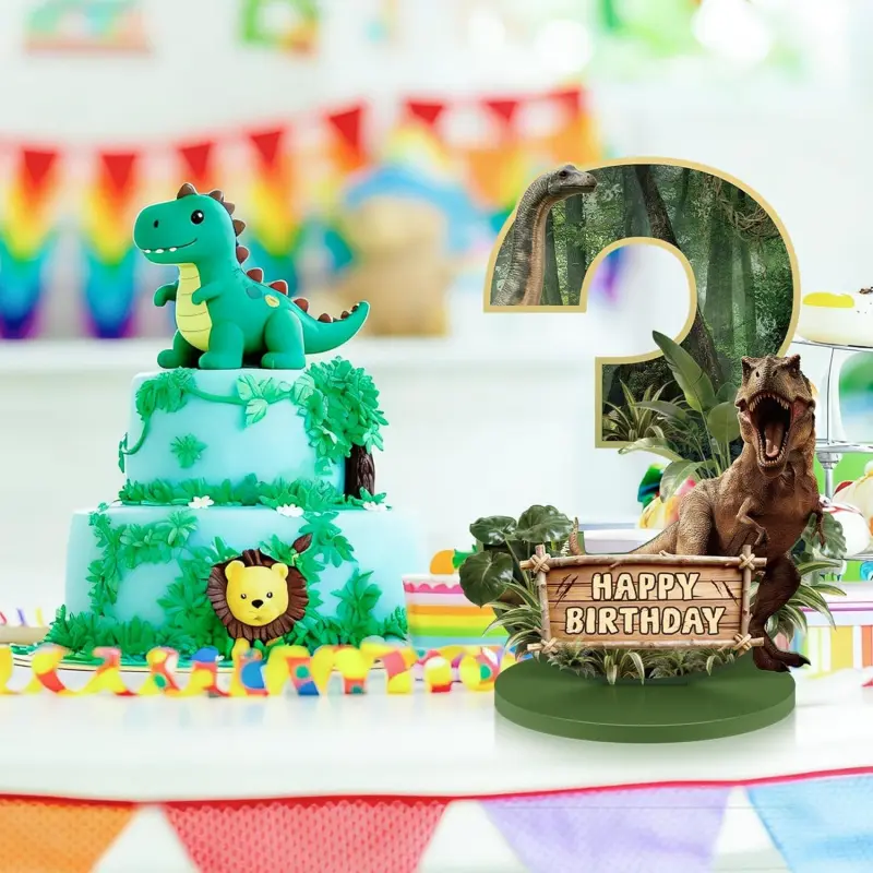 Dinosaur table decoration, dinosaur centerpiece, boys' dinosaur-themed number sign party supplies photo props, Table centerpieces decor