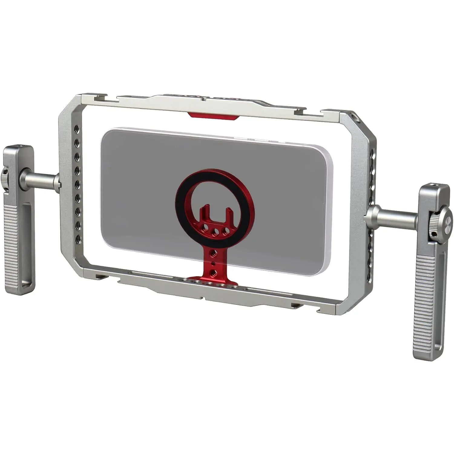 Phone Cage with Handle,Smartphone Cage Kit with 360° Rotation Handgrip and  Sticker for Photography,Compatible with  17/16/15/14/13 Series and Andriod Phones (+Red)