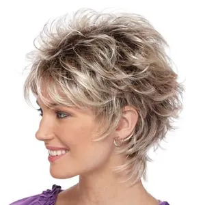Short Mixed Color Synthetic Wig Euro American 20 to 30cm