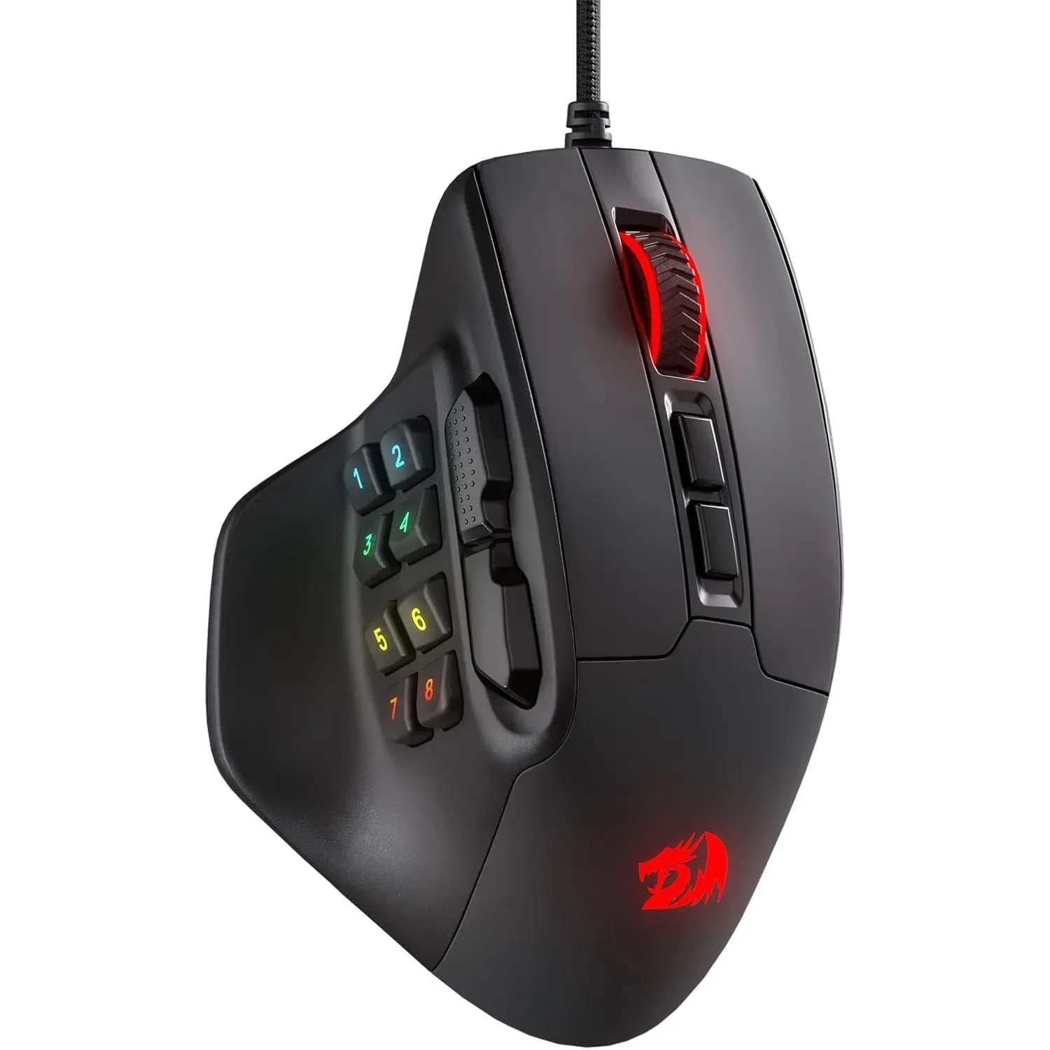 M811 Wired RGB Backlit MMO Gaming Mouse, 10000 DPI, Remappable Buttons, Lag-Free Connection, Smooth Performance, Custom Macro Keybinds, Vibrant Backlight, Comfortable Grip