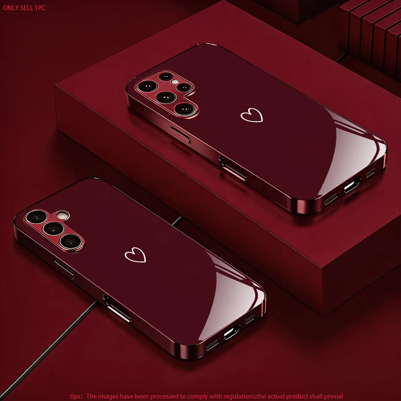 White lines and hearts suitable for Redmi Note 13 Pro 5G/Note 13 Pro 4G/Note 13 4G/Note 12 Pro 5G/Note 12 4G/Note 11 Pro 5G/Note 11 Pro/Note 11/Note 10 Pro/Note 10 5G/Note 10 4G Luxury wine red glass-textured phone case