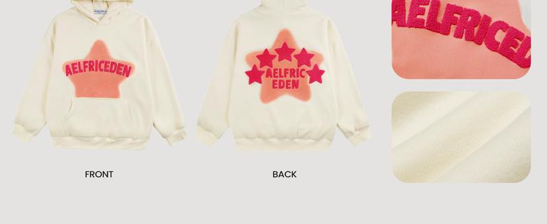 Aelfric Eden Womens Graphic Hoodies Pink Star Print Hoodie Unisex Oversized Hoodies Long Sleeve Pocket Pullover Womenswear Sweatshirts Tops