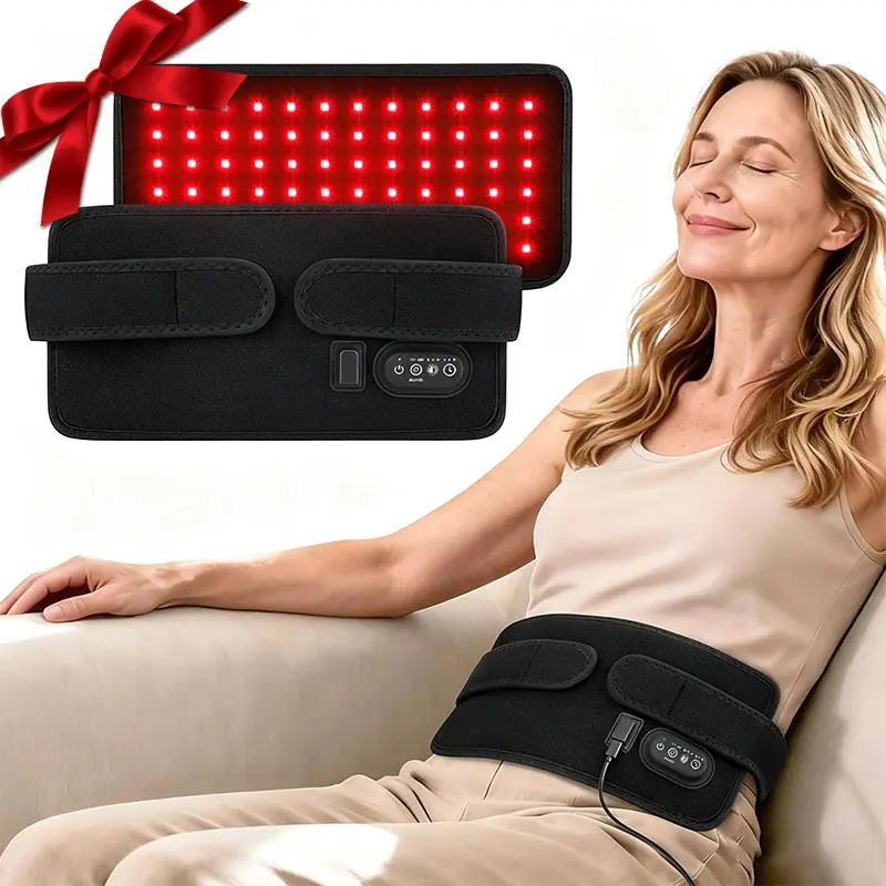 Wearable Red LED Light Heat Wrap Pad, 72 Triple‑Core LEDs 660nm 850nm, Flexible Light Wrap with 4 Light Modes, 3 Brightness Levels & 3 Timer Settings, Dual Adjustable Straps for Back, Shoulder, Thigh, Leg, Home Daily Use, Multifunctional Heating Pad