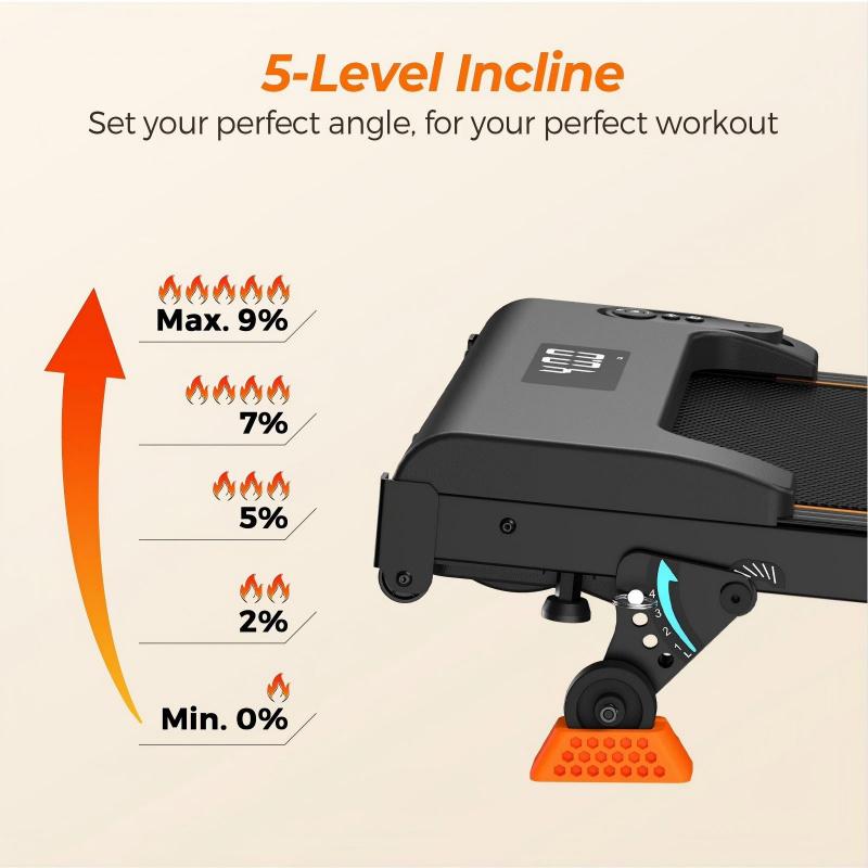 Treadmill with LED display – adjustable speed, adjustable incline, 2.5 horsepower motor, portable, home-use treadmill, compact for storage in small spaces