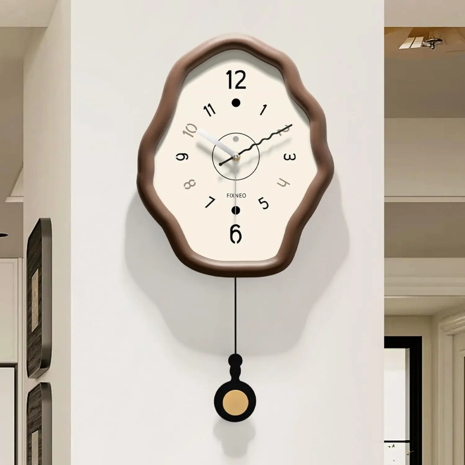 Silent Wall Clock - Large Wood Analog, 11.8"*23.6" Battery Operated Rustic Modern Farmhouse Clock for Bedroom, Living Room, Office Decor Brown
