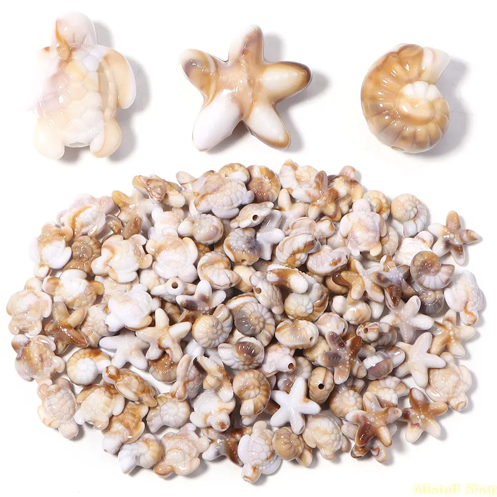 80 PCS Assorted Acrylic Seashell Beads, Vibrant Boho Charms for DIY Jewelry Making, Non-fading and Long-lasting for Vacation Wear, Thoughtful Gift Set
