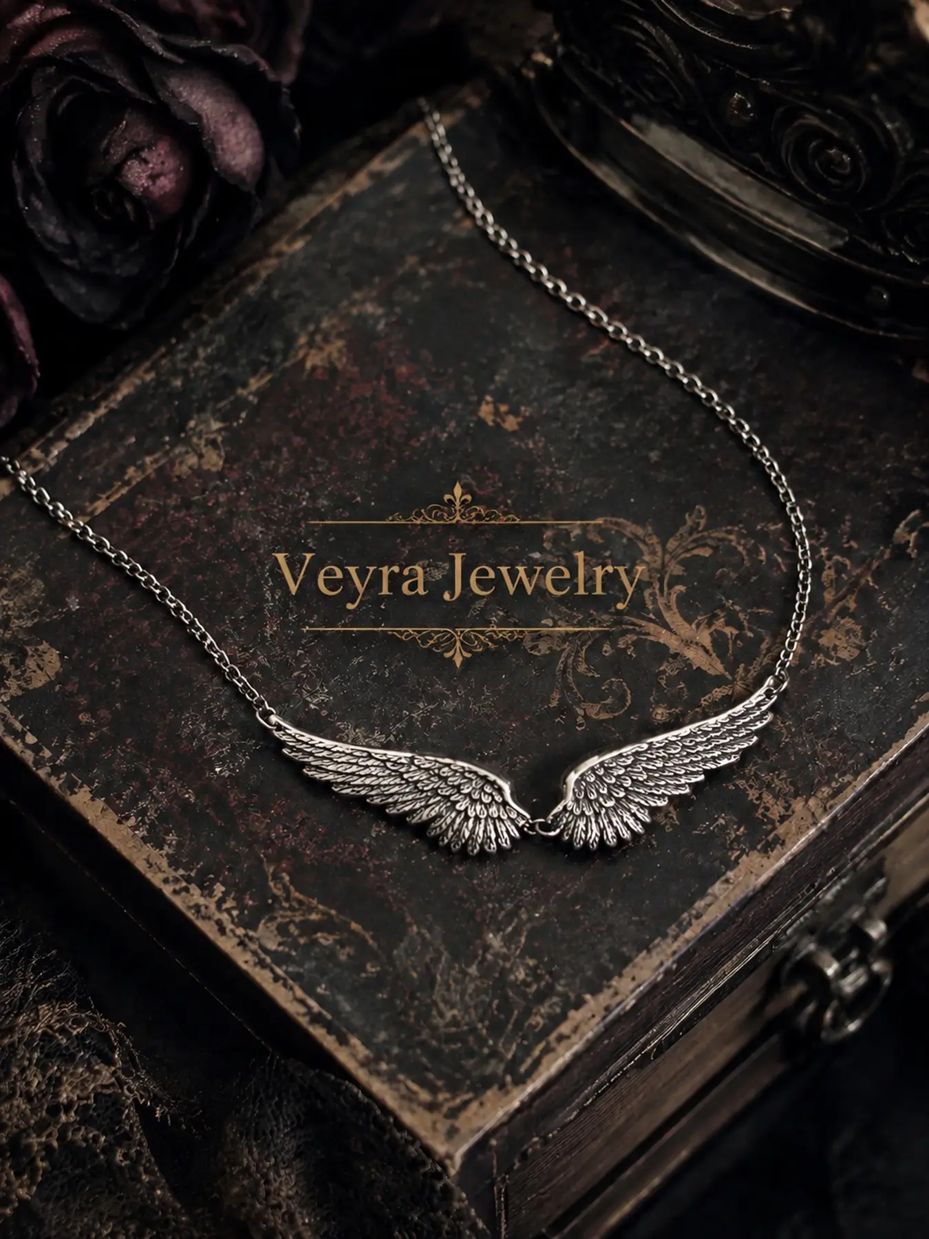 Gothic Vintage Angel Wings Necklace for Men and Women, Trendy Punk Party Personalized Jewelry, Unique Design Jewelry Accessories