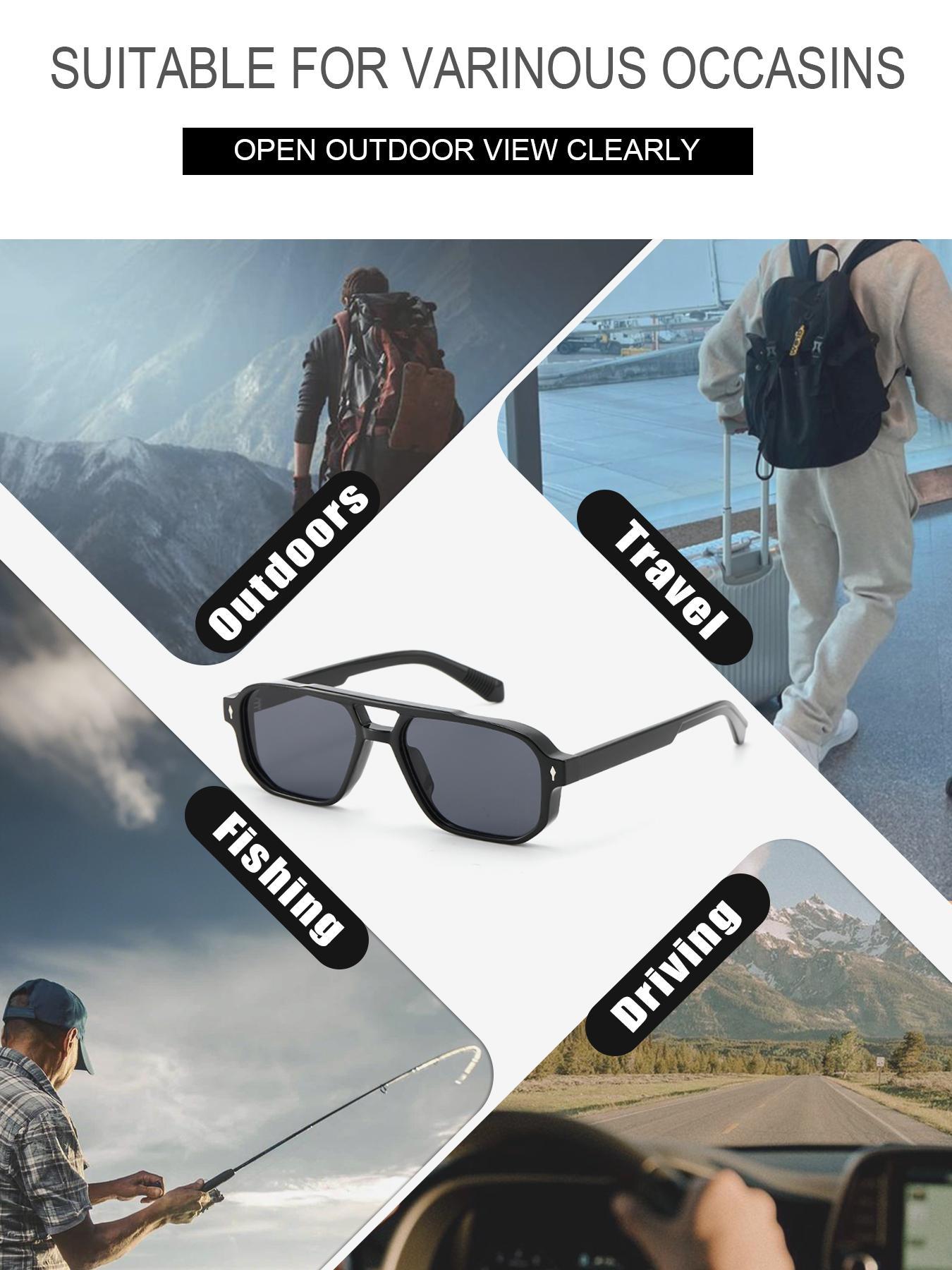 Men's Vintage Aviator Frame Sunglasses, Trendy Casual Sunglasses for Everyday Use, Fashion Accessories for Outdoor Activities, Lightweight Durable Sunglasses