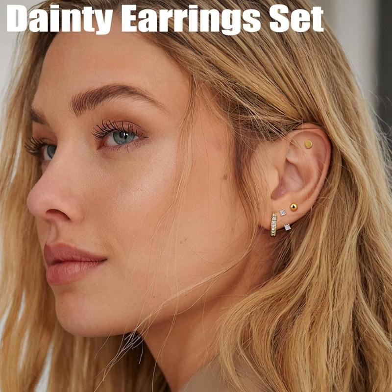 Versatile 20 Pcs Shining Sterling Silver Stud Earrings for Women Multiple Piercing 20G Dainty Heart Butterfly Star CZ Stud Earring Hypoallergenic Hoop Earrings Studs Cartilage Earring Sets Stacks for Women Men Christmas Gift