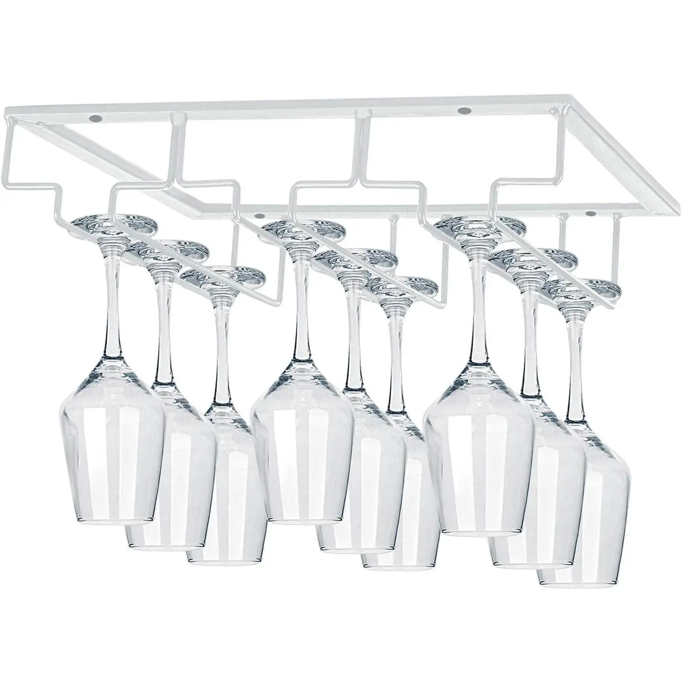 Glass Rack, 3 Rows, White, Under Cabinet, Stemware Hanger, 1 Pack