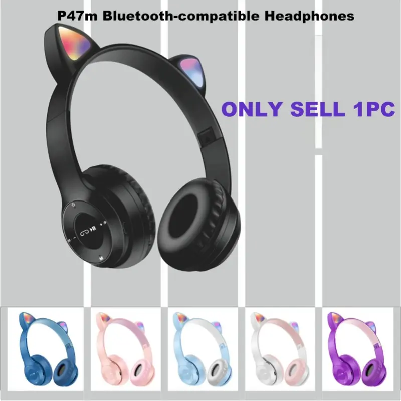 P47m Bluetooth-compatible Headphones, 5 Colors, Wireless Over-Ear, Active Noise Cancellation, Noise Cancelling, Clear Sound, Comfortable, Long Battery Life, Gaming, Office