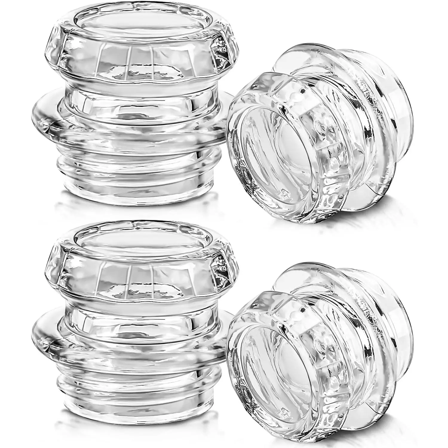 4-Pack Transparent Glass Lid Replacements with Knob Tops for Coffee Percolator Pots, Coffee Pots, Coffee Pot