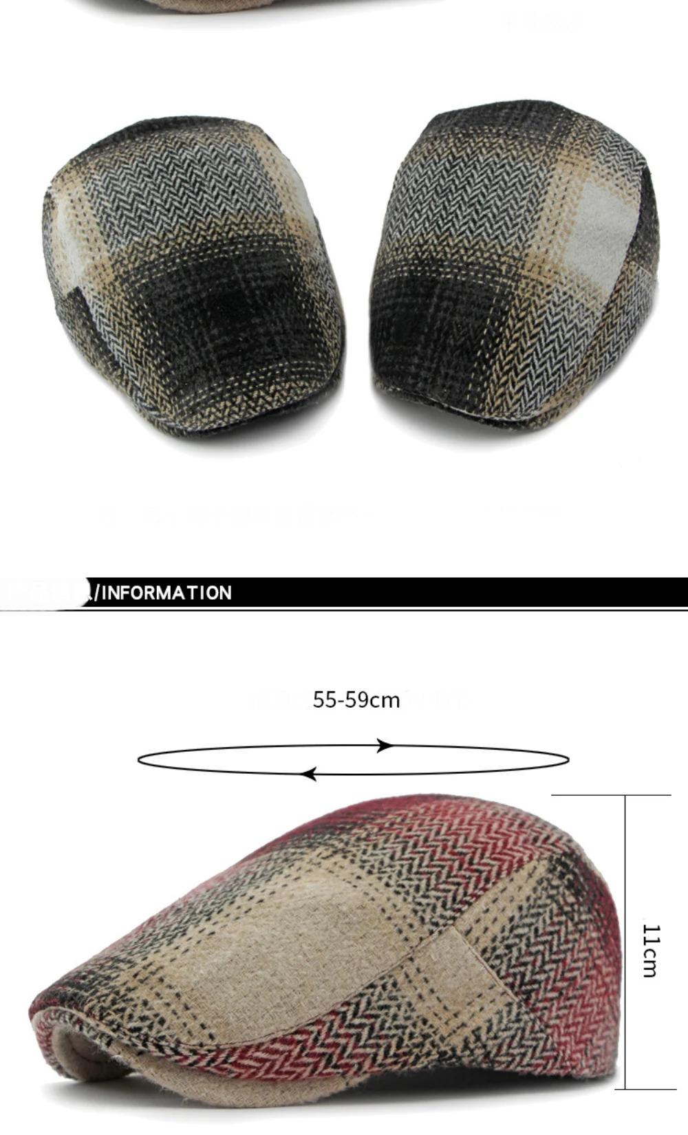 HT4238 Berets New Plaid Artist Painter Beret Hat Male Female Spring Autumn   Flat Caps for Men Women Retro Beret Caps