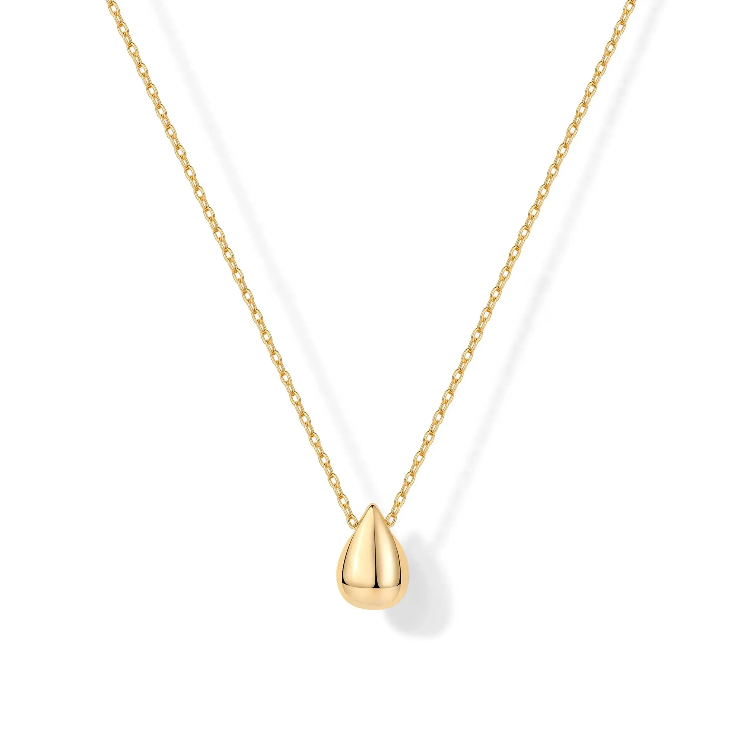Teardrop Pendant Necklace for Women, Minimalist Water Drop Necklace with Adjustable Chain