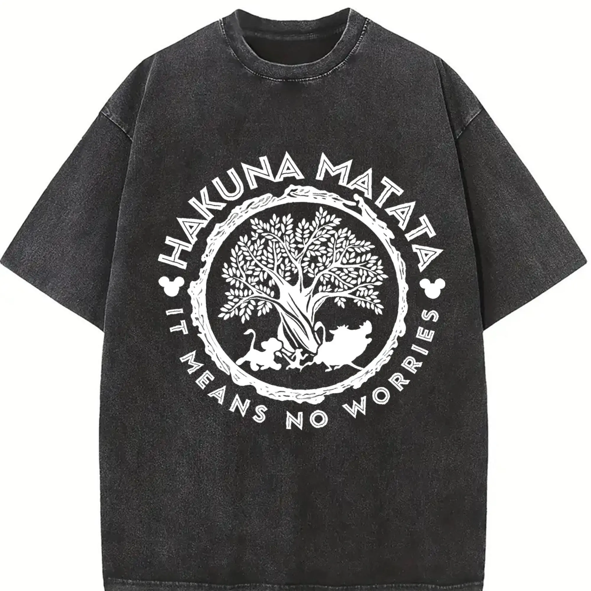 Men's Hakuna Matata Lion King T-Shirt - Cotton Blend, Short-Sleeve, Round Neck, Relaxed Fit Casual Wear with Simba, Timon, Pumbaa, Zazu Graphics - Family Vacation Gift Top (Also Available as Sweatshirt for Men), Shortsleeve, Family Theme