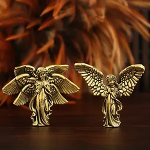 Collectible Brass Angel Figurine, Guardian Angel Wings Cupid, Desktop Home Decor, Elegant Ornament for Living Room & Office