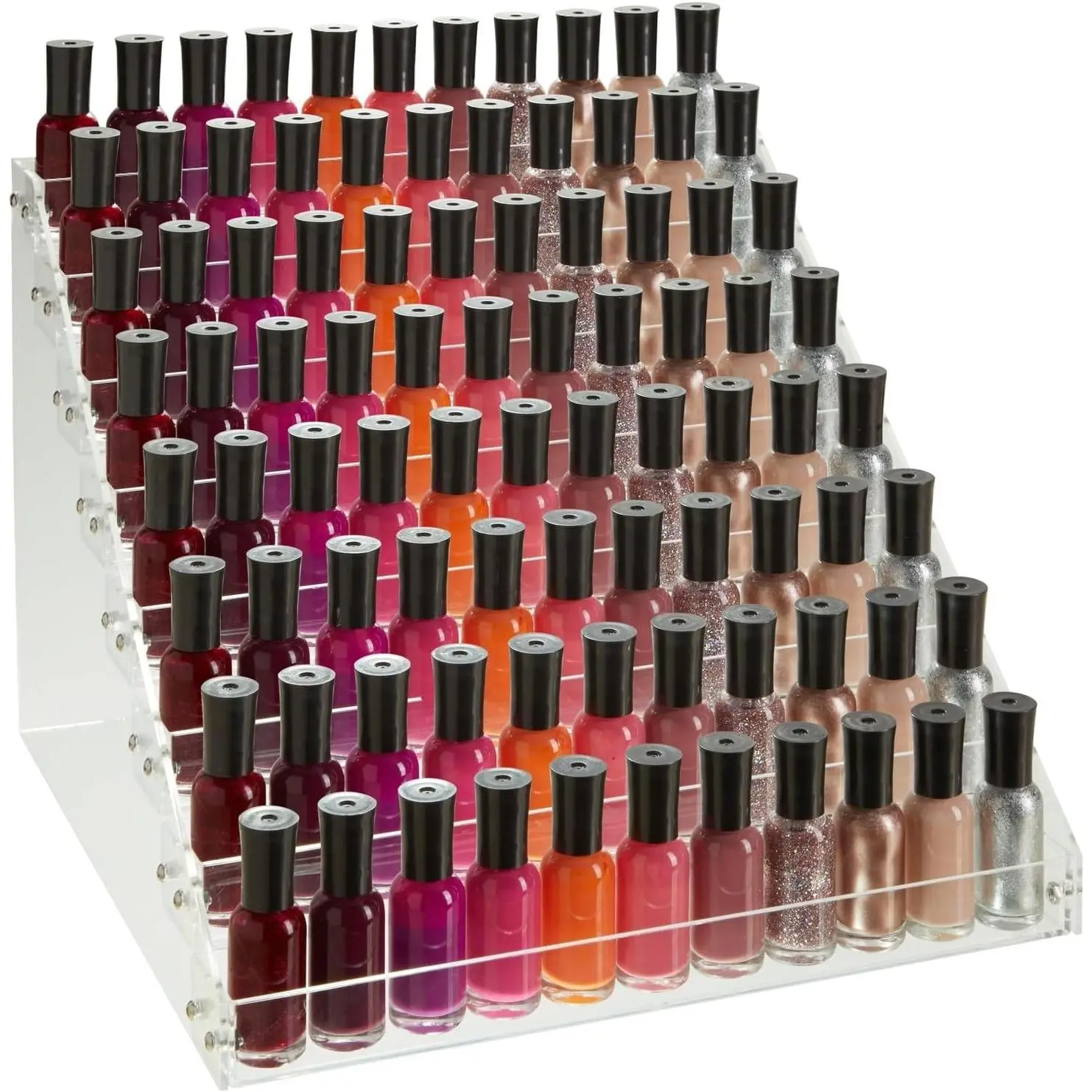 8-Tier Acrylic Nail Polish Rack - 96-Bottle Nail Polish Organizer - Essential Oil Organizer & Paint Storage - 2.5mm Acrylic Tiered Display Stand - 12.75 x 12.5 x 9.25 in