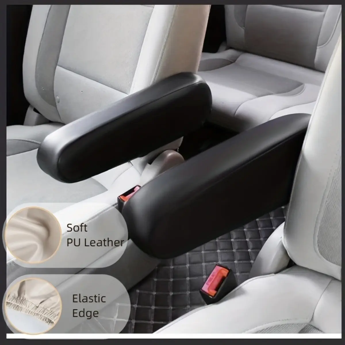 2PCS Microfiber PU Leather Car Armrest Covers, 13.39 x 5.12 Inch, Wear Resistant Scratch Resistant Sleeves with Stylish Design, Universal Fit for Pickup Trucks and Cars, Interior Accessory for Armrest Protection, Car Accessories
