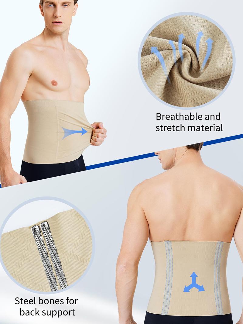Men's Solid High Stretch Waist Trainer, Breathable Comfortable Waist Cincher, Tummy Control Shapewear for Men, Waist Training Belt, Waist Trimmer Cincher
