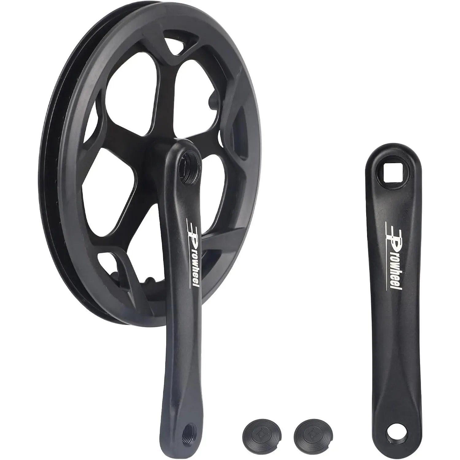 Prowheel E /  Crankset 1 count/Single 46T/ 48T/ 52T Steel Chainring with Double Chain Cover 170mm Aluminium Alloy Arm for Single Speed and 6/7/8 Speeds Electric Bikes,Bicycles, Folding