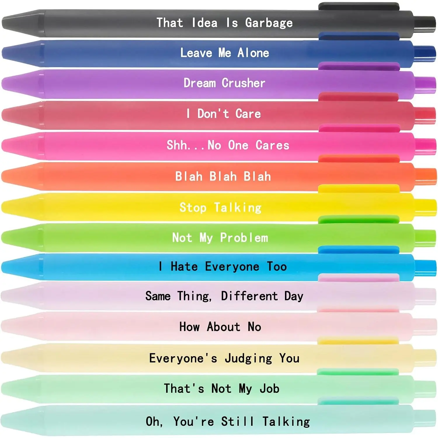 Black Ink Sarcastic Pens Ballpoint Funny Pens for Adults,Office Supplies,Work ,Rollerball Pens Bulk 1.0mm Fine Tip Set 14-