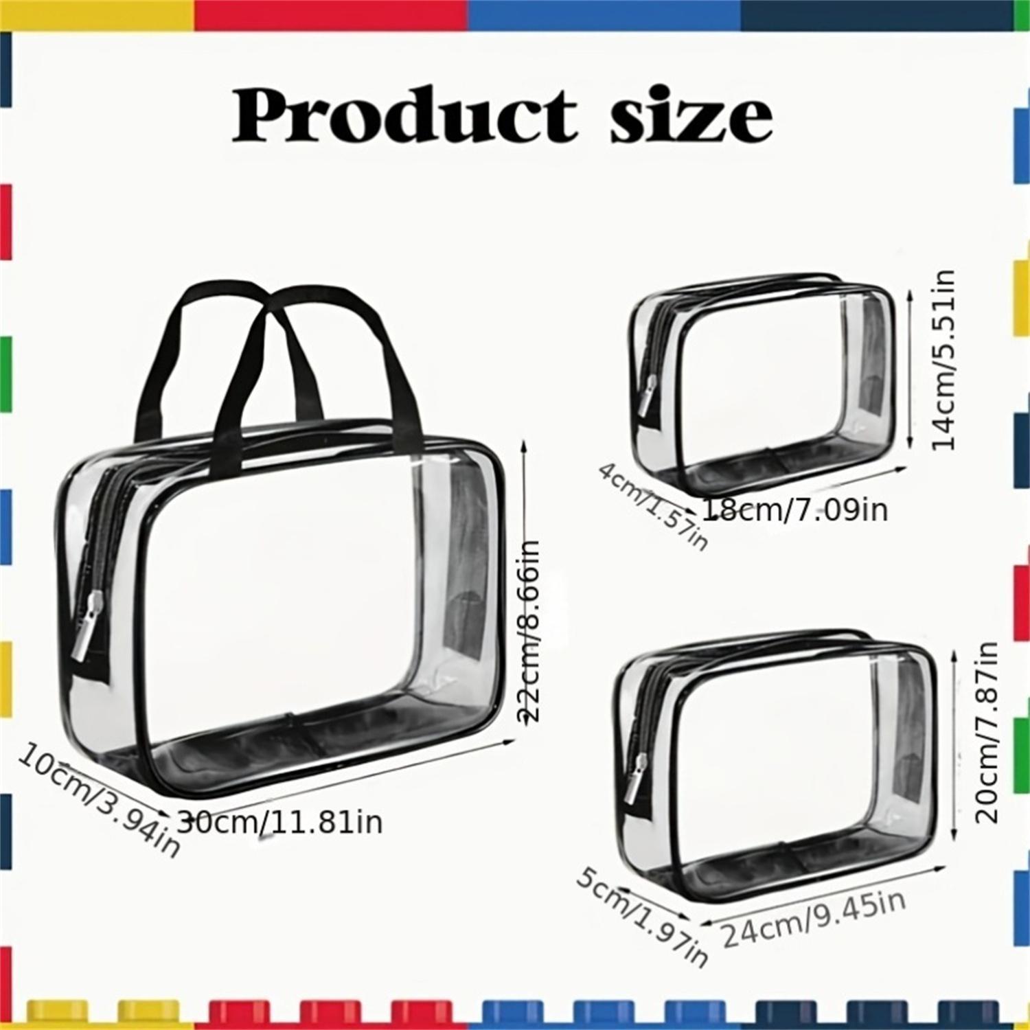 Clear Toy Storage Bag, 3 Counts Waterproof Zipper Building Block Organizers, Portable Washable Storage Bags for Home, Office and School, Space Saving Bags