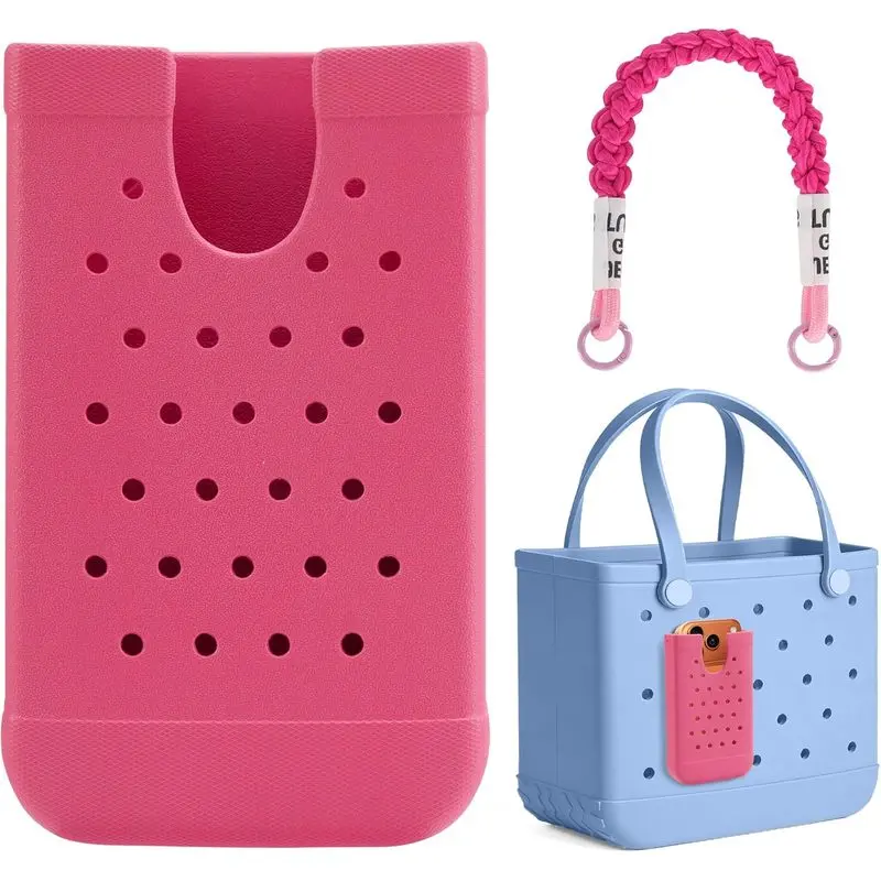 Creativity Rubber Phone Holder Compatible with Bogg Bag, Phone Case Holder Charms Attachment Bogg Bags & Other Beach Totes, Cell Phone Holder Accessory, Bogg Bag Accessories, Hot Pink