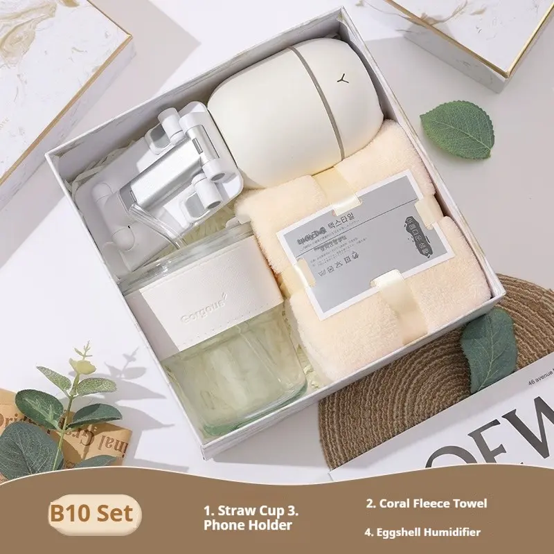 1set Birthday/Festival Gift Set - Straw Glass/Handheld Fan/Aromatherapy Candle/Coral Fleece Towel/Phone Stand/Keychain and Other Practical Gifts - Employee Benefits, Bridesmaid Returns - Customer Appreciation Gifts - Cozy Relaxation Gift Box