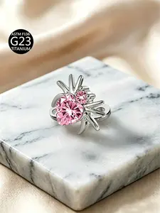 G23 Titanium Implant Piercing, Cubic Zirconia Stud, Hypoallergenic, Boho Style, All-Seasons Body Jewelry