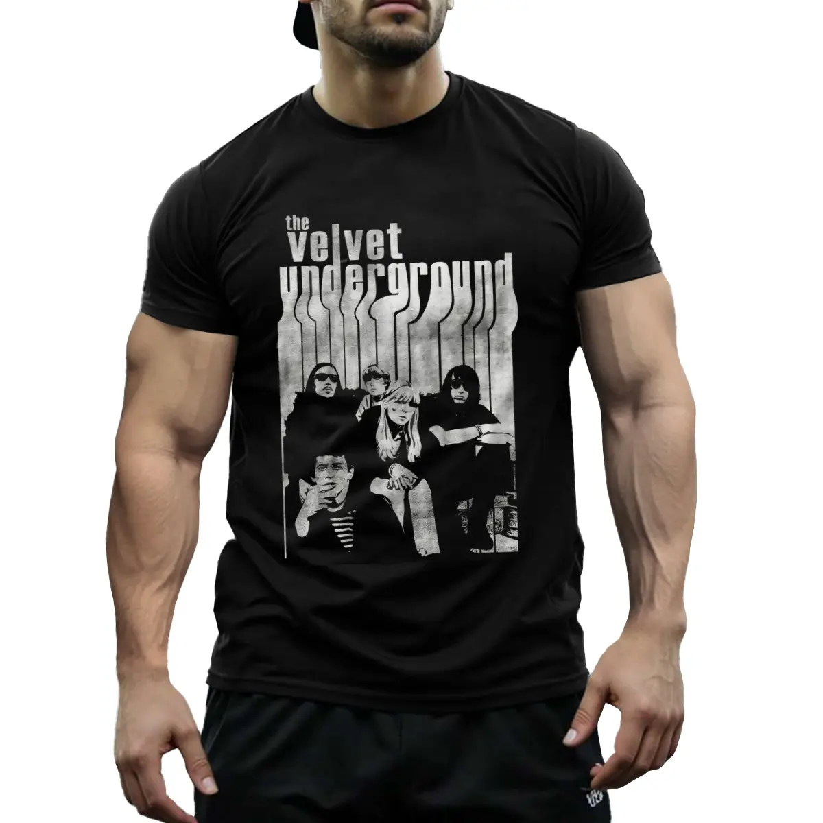 Men's Velvet Underground Band Graphic T-Shirt - Black Cotton Rock N Roll Tee, Short Sleeve, Round Neck, Casual Fit, Machine Washable, Licensed Graphic Design, Allseason Tshirt Rock Band Graphic Glossy Cotton Tee, Band T Shirts - T Shirt