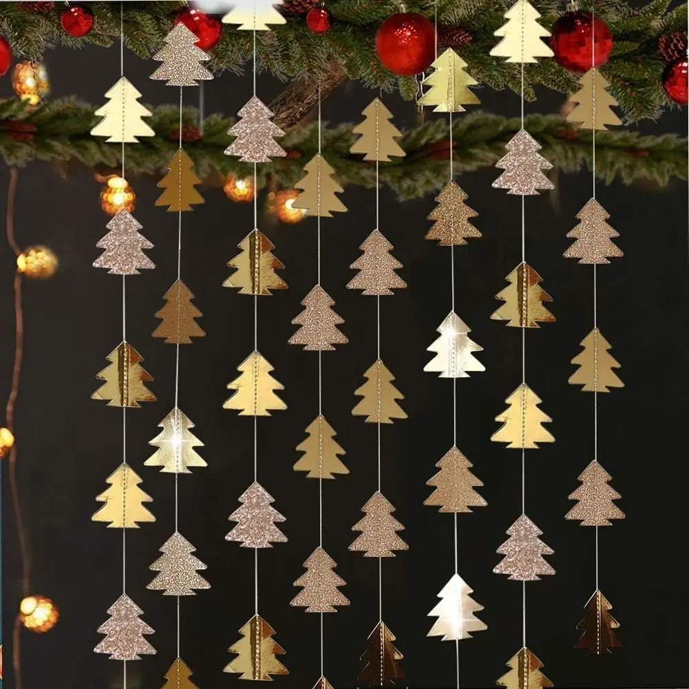 Champagne  Tree Garland for  Christmas Decorations  Shower Woodland Theme Party Decoration Christmas Streamers Backdrop Tree Garland Decor for Birthday Party  Year