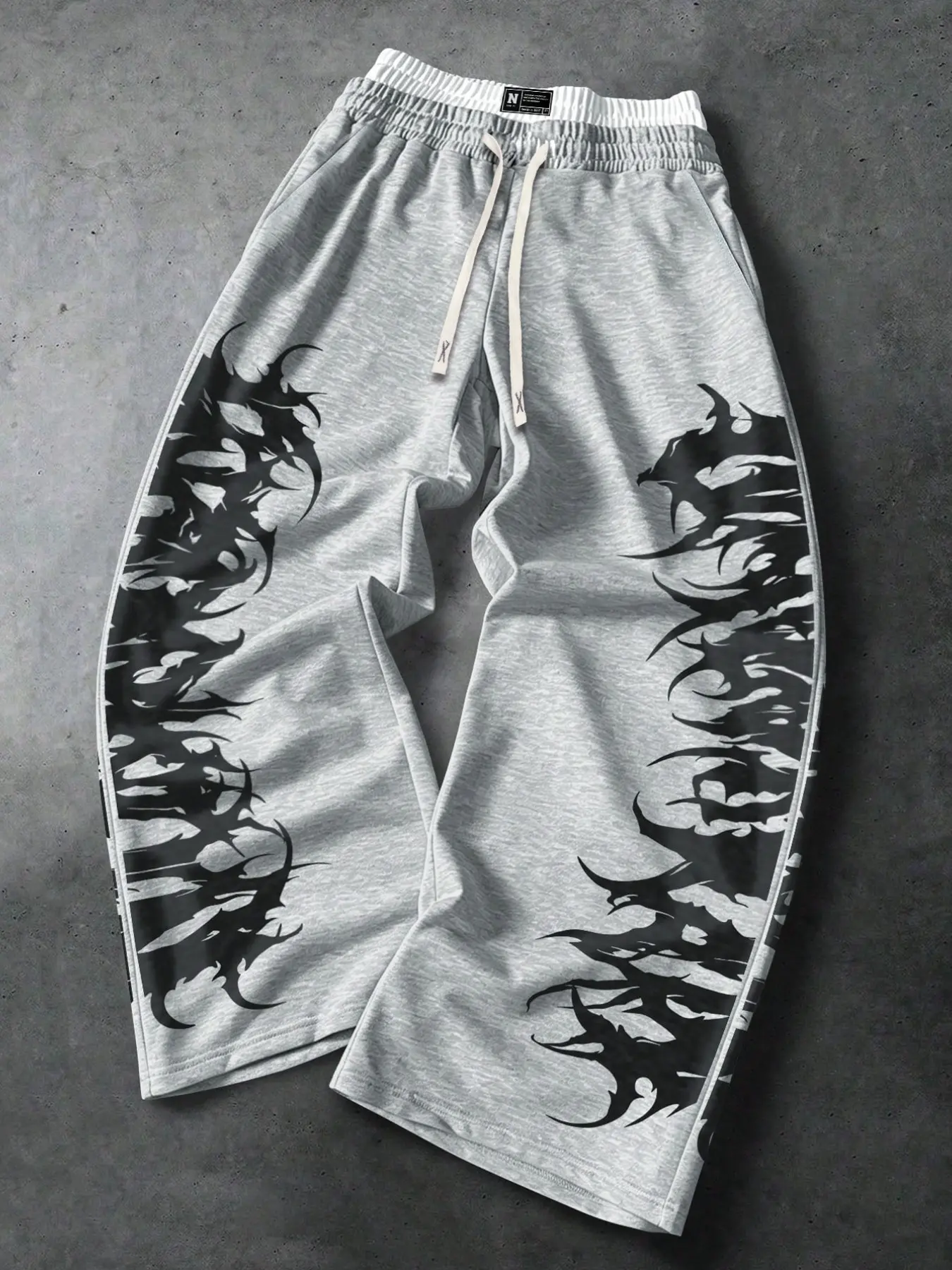 Cyberpunk Baggy Sweatpants Unisex Loose Fit Wide Leg Track Pants Dark Gothic Tribal Graphic Print Casual Comfy Streetwear Trousers