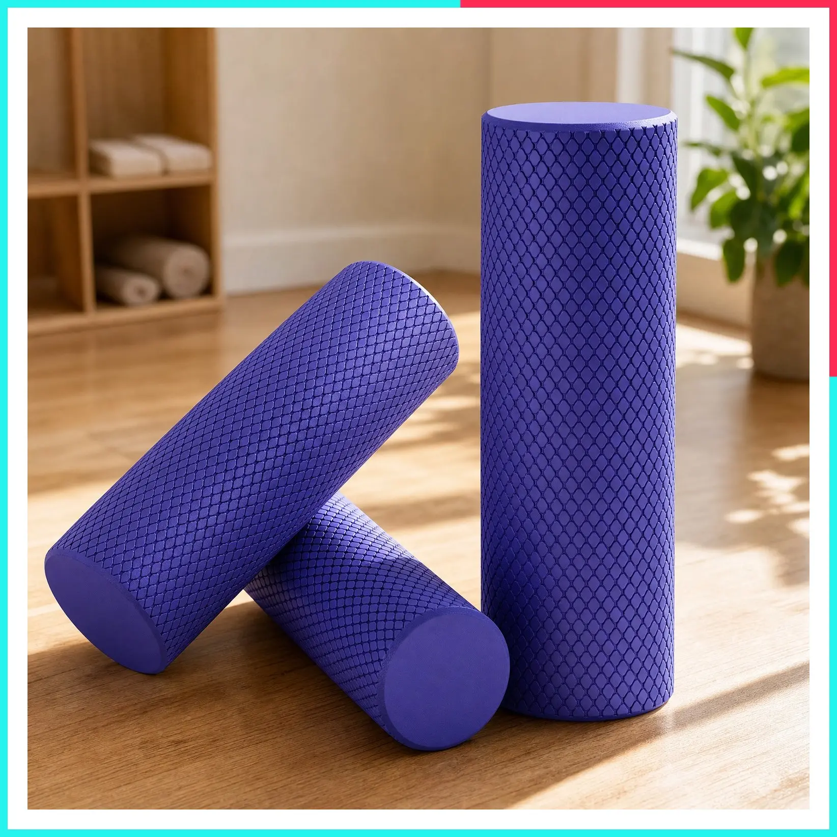 Travel Size High-Density EVA Foam Roller with Textured Grip for Muscle Recovery, Back, Neck & Leg Relief – Ideal for Workouts, Yoga, Home Exercise & Travel, Purple
