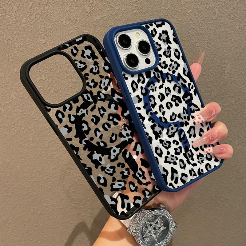 Premium Magnetic Case Suitable for IPhone11/12/13/14/15/16/17promax Black Leopard Print Y2k Cased MagSafe Ready, Anti-Fall,Springtok,and Ultra-Thin Design | Perfect for Everyday Use Screen Protector Aesthetic Resistance Smartphone Shockproof Protection