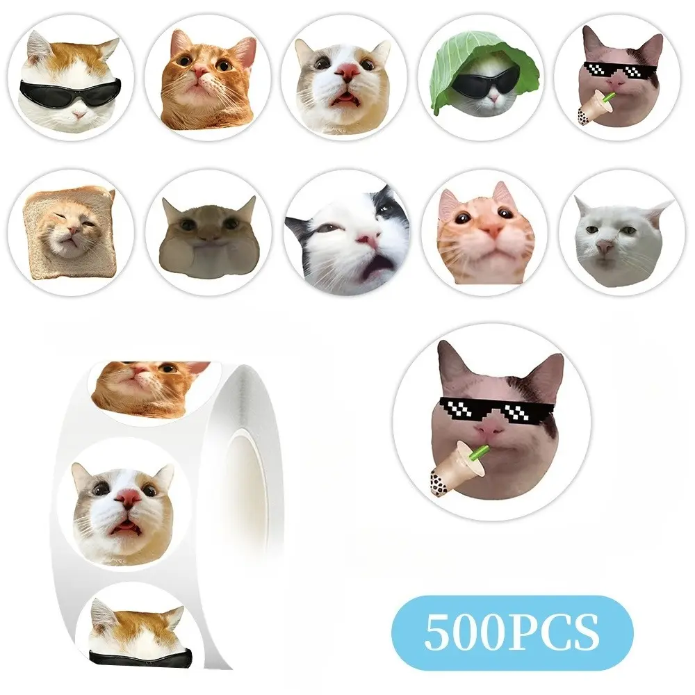 500pcs Funny Cat Curling Stickers, Suitable for Scrapbooks, Diaries, Laptops, Water Bottles, Cars, Etc. A Gift with A Positive Message and A Design Based on Belief. Decals Stickers