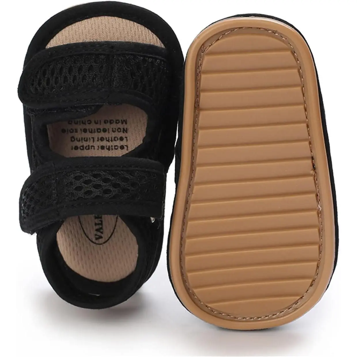 L-SOK043 Adjustable Velcro Baby Sandals, Anti-Slip Rubber Soft Sole Newborn Walking Shoes for 0-18 Months Toddler First Walkers (Outdoor Beach Use), Walking Shoes Babies, Anti-Slip Sole