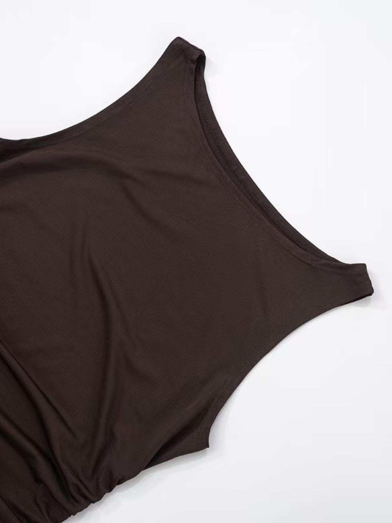 Women's Solid Color Layered Ruffle Trim Fitted Dress, Fashion Casual Sleeveless Dress for Daily Outdoor Wear, Ladies Dress for Summer