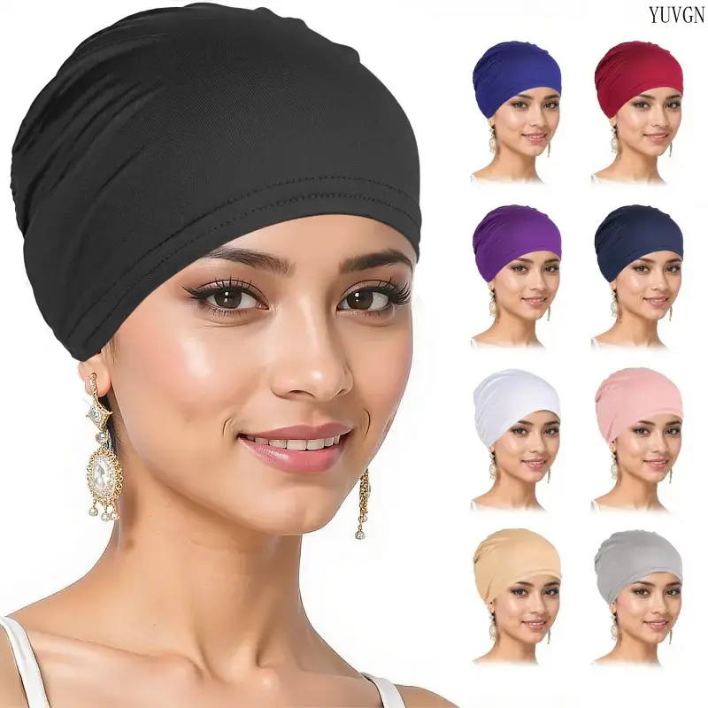 New Arrival Headscarf Cap, Women's Basic Beanie, Solid Color Pull-On Hat for Adults