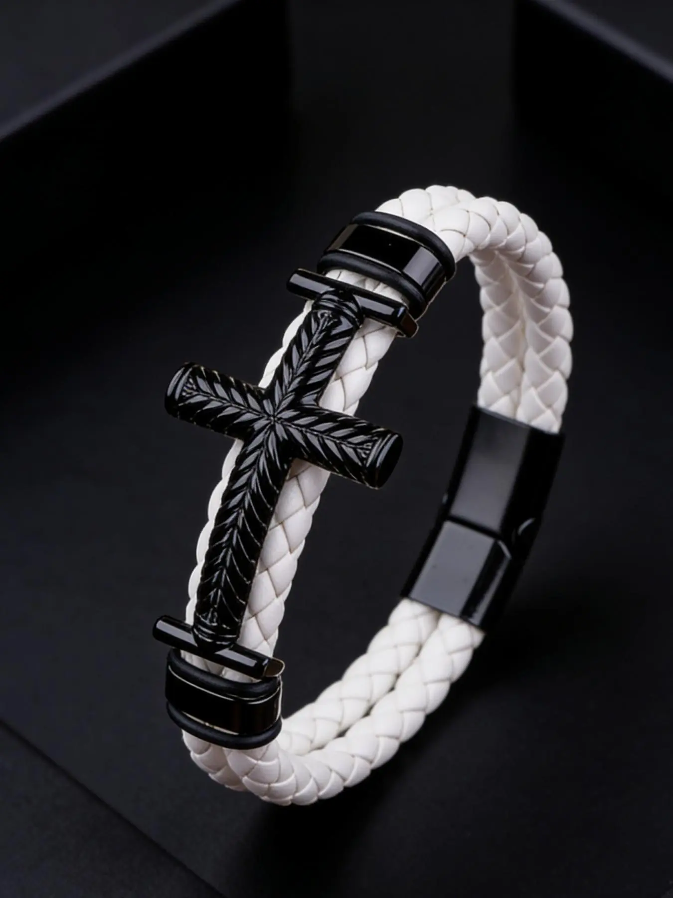 The fashionable cross magnetic buckle bracelet is suitable for daily wear, vacation and dating occasions, and is also a surprising and exquisite small gift, Cross Design Bangle