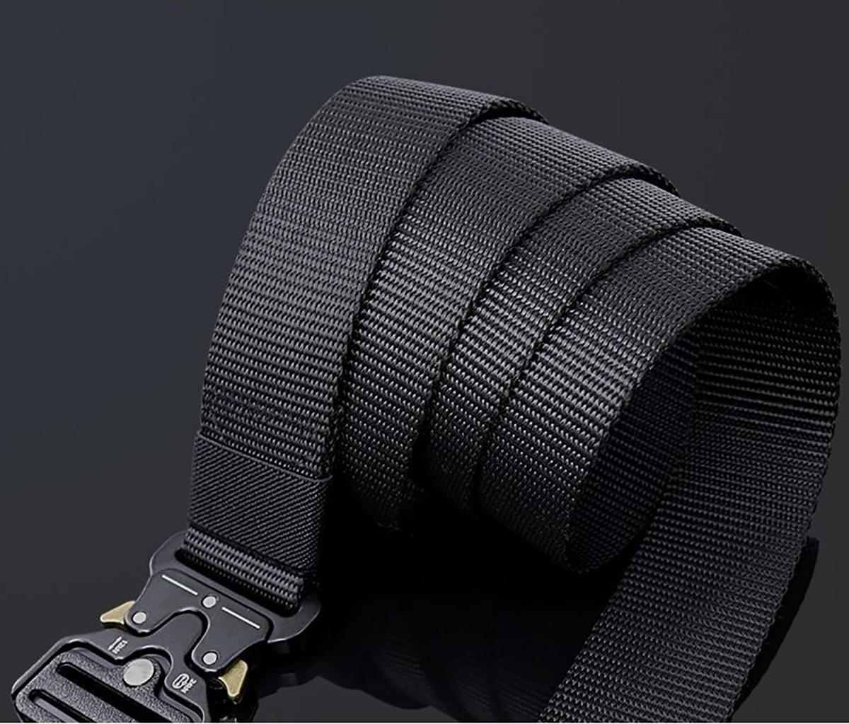 6-piece Set Men's Tactical Belt  – Heavy-Duty Nylon Canvas Work Belt with Alloy Buckle for Outdoor, Hiking, and Workwear| with  Mountaineering Keychain & Water Bottle Clip