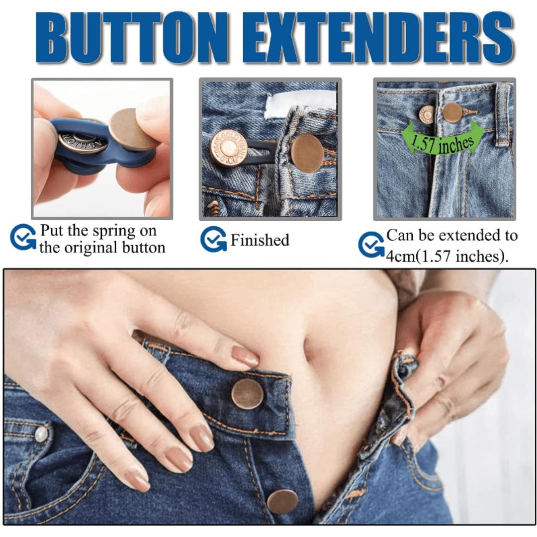 Random Style Button Extender for Pants, 4 Counts Adjustable Waist Button, Retractable Waistband Extender, No Sew Buttons, Easy To Use and No Tools Required, Sewing Accessories