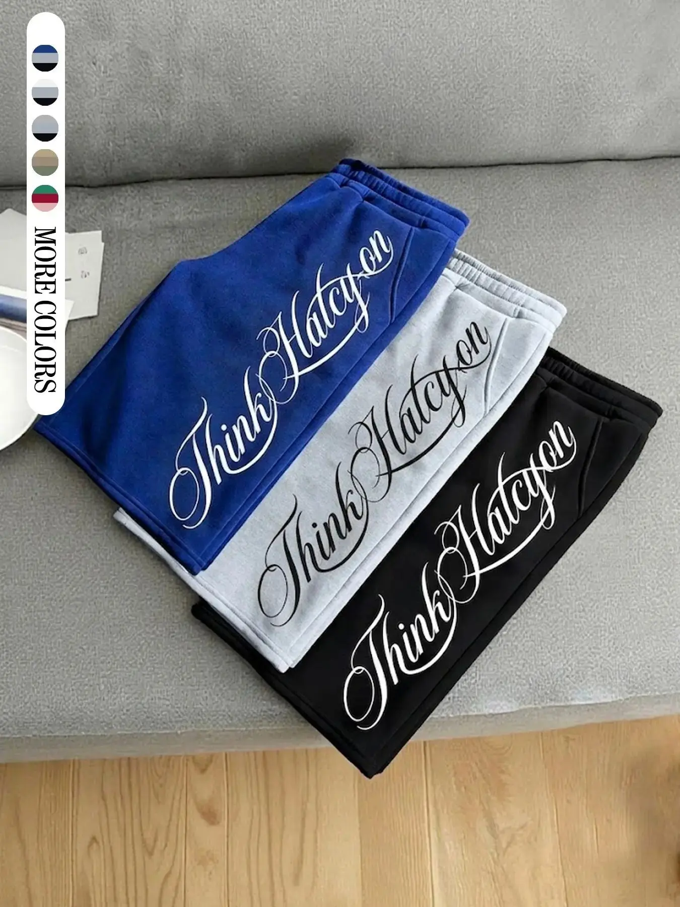 3 Pack Men's Vintage Script Print Sweat Shorts Set Loose Fit Elastic Waist Y2K Streetwear Shorts for Summer Casual Gym and Daily Wear