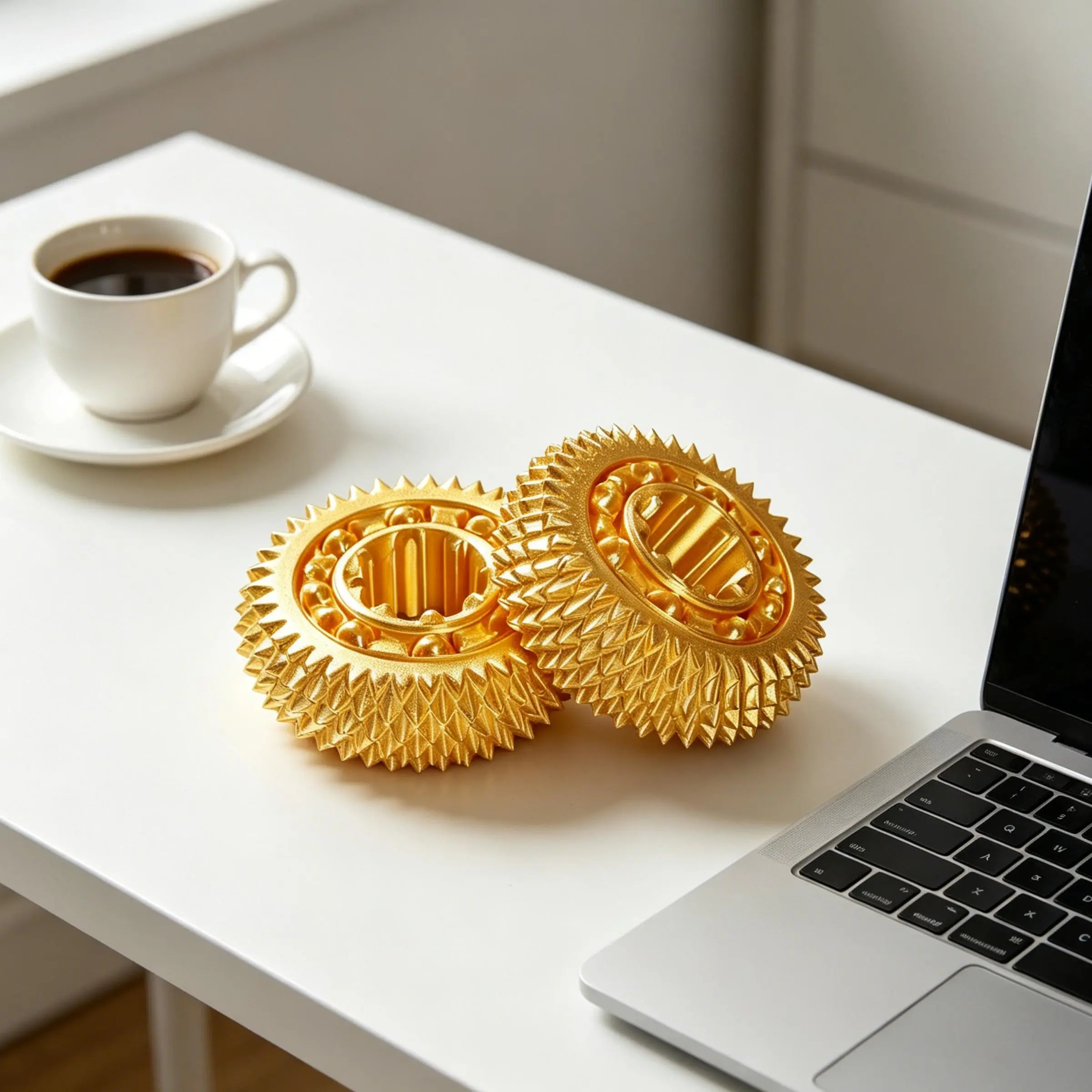 2 Pack 3D Printed Spiky Durian Fidget Spinner Stress Relief Massage Ball Sensory Anxiety Relief Desk Decor Ornament