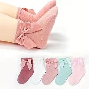 5 Pairs Infant All Season Socks, Sweet Cute Bow Decor Soft Ankle Socks, Comfort Daily Wear Decorative Footwear for Newborn Toddlers summerwins