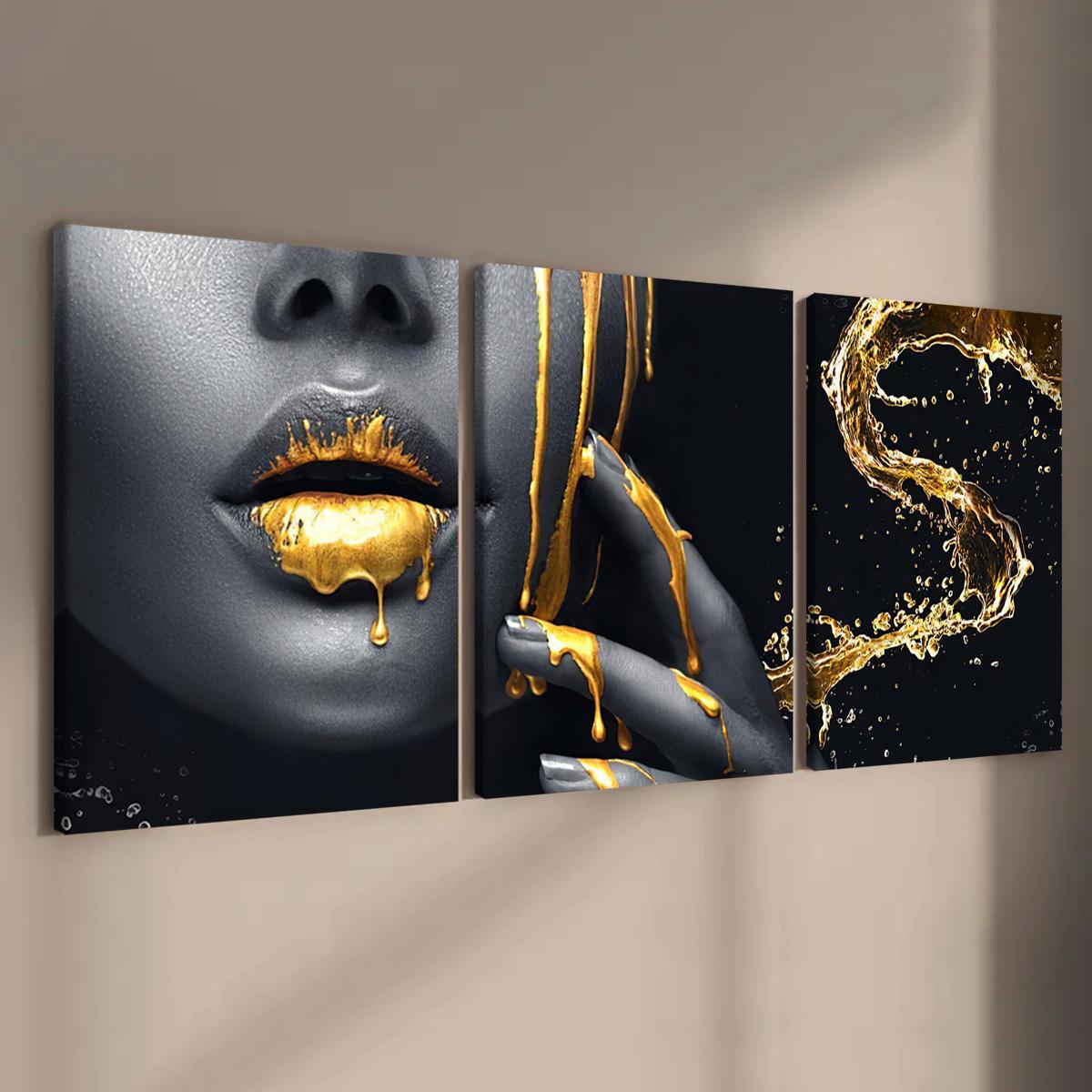 Wooden Framed Canvas Painting, 3 Counts/set Modern Art Figure Pattern Artistic Wall Art, Wall Picture, Dining Room Wall Art, Artwork, Wall Decor for Home Living Room Bedroom Office
