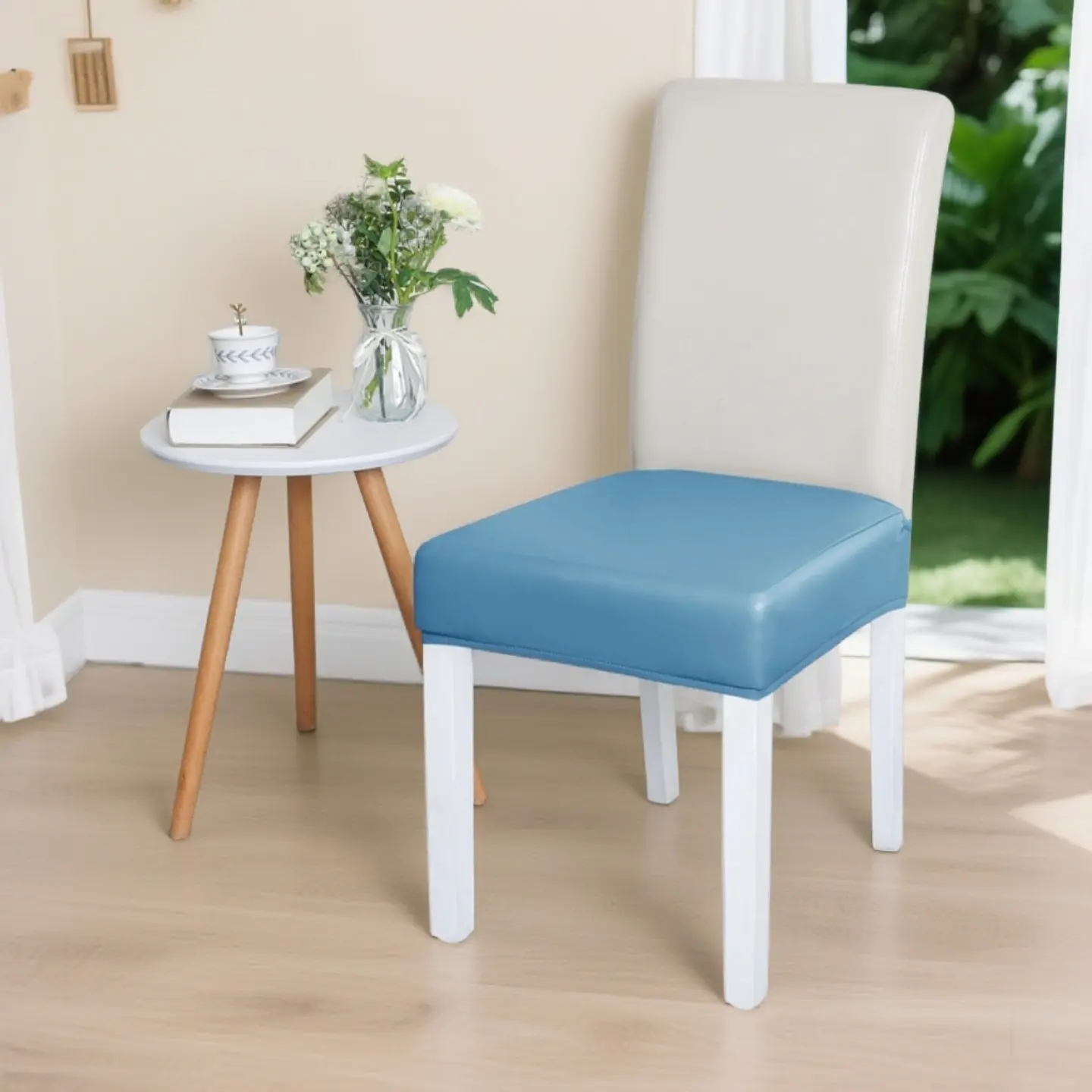 Minimalist Waterproof PU-Leather Square Backless Stool Cushion - Modern Indoor Cover for Horn Chairs, Indoor Use